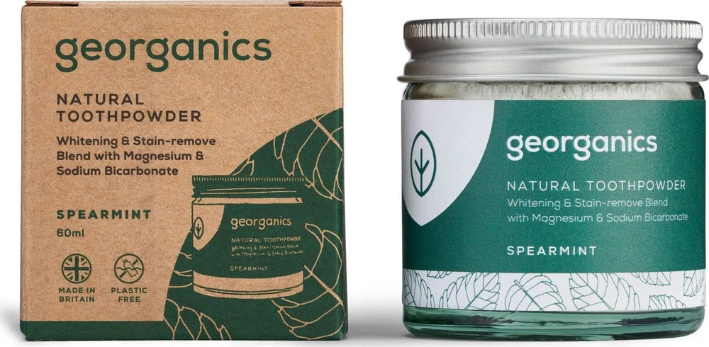 Georganics, dantų valymo milteliai, mėtų skonio, 60 ml