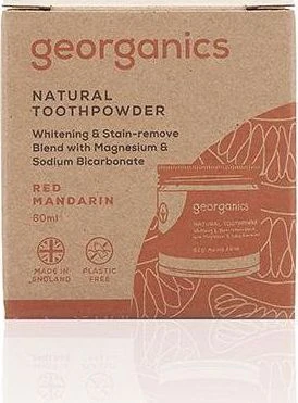 Georganics, dantų valymo milteliai, raudonasis mandarinas, 60 ml