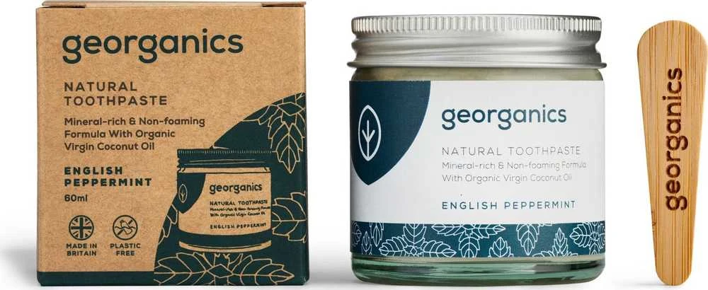 Georganics Mineralinė dantų pasta stiklainyje angliška Peppermint, 60ml