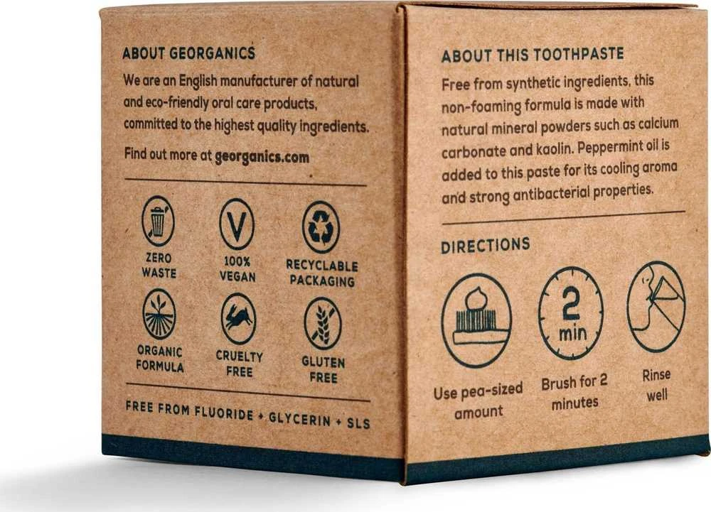 Georganics Mineralinė dantų pasta stiklainyje angliška Peppermint, 60ml