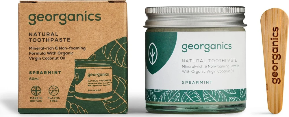 Georganics, Mineralinė dantų pasta indelyje su mėtų skoniu, 60 ml