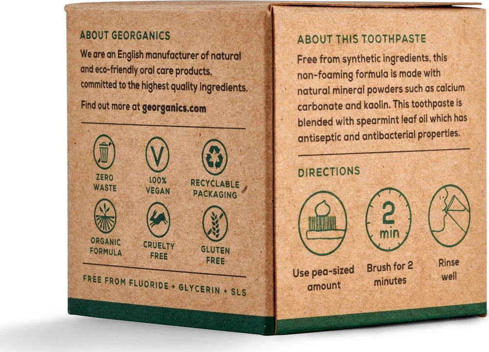 Georganics, Mineralinė dantų pasta indelyje su mėtų skoniu, 60 ml