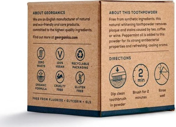 GEorganics, dantų pastos milteliai, angliškų pipirmėčių kvapas, 60 ml