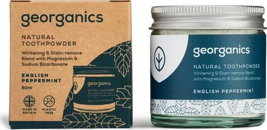 GEorganics, dantų pastos milteliai, angliškų pipirmėčių kvapas, 60 ml