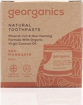 Georganics, Raudonųjų mandarinų mineralinė dantų pasta indelyje, 60 ml
