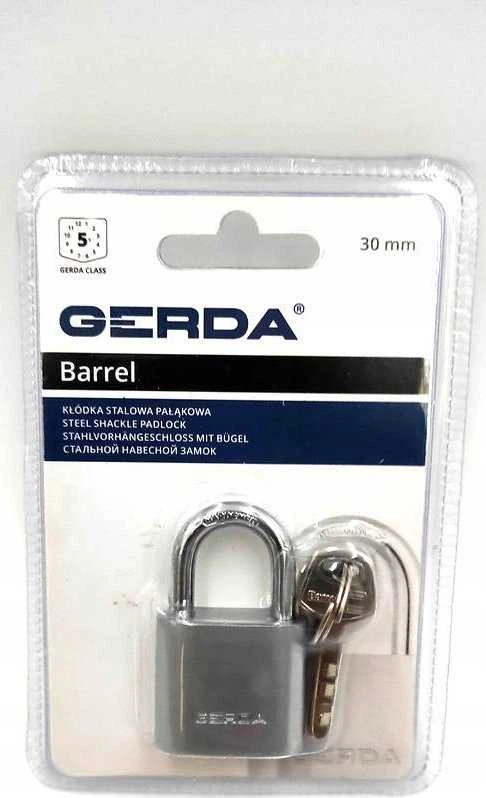 GERDA PLIENINĖ PAKABINAMA SPYNA BARRELA 40mm BLISTERIS