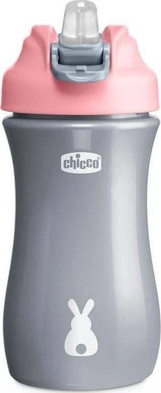 CHICCO 00006920100000 Vandens butelis su minkštu snapeliu 350 ml 2Y+ GIRL