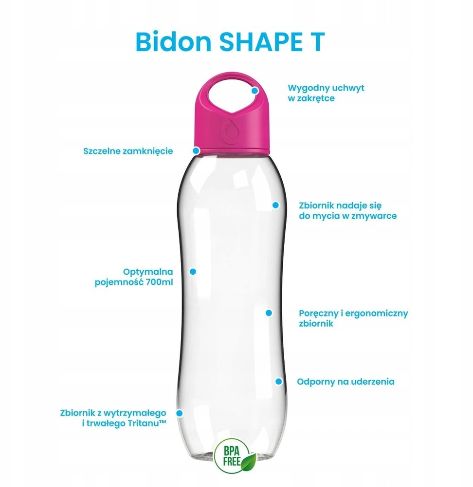 Gertuvė Dafi Bidon na Wodę SHAPE T 0,7 l Kolor Flamingowy