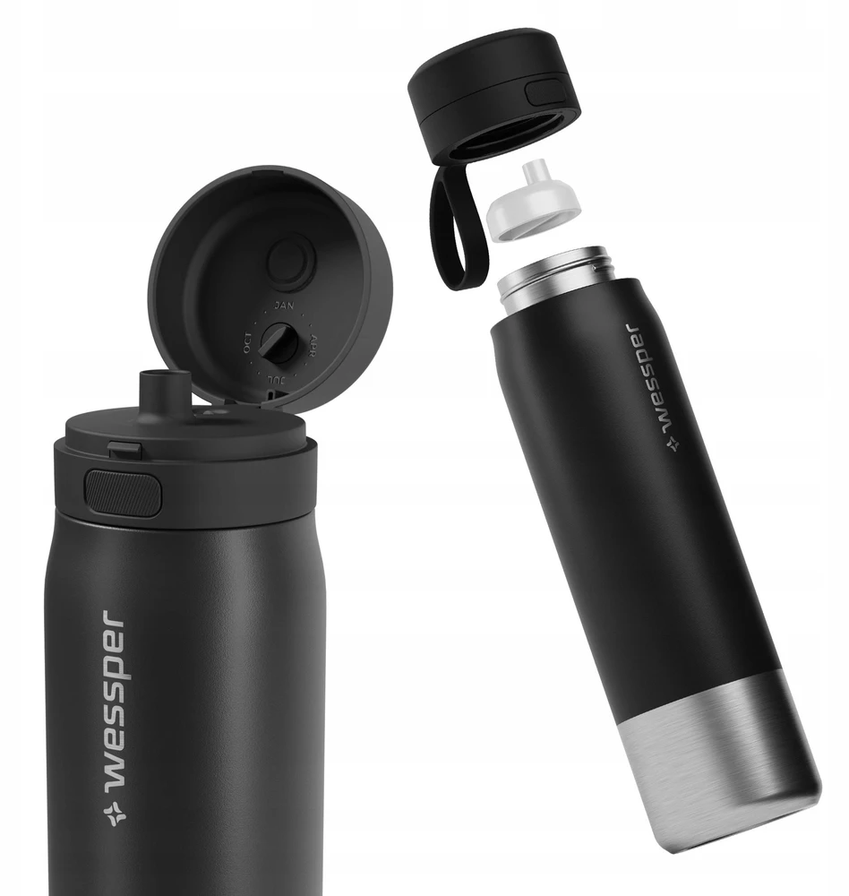 Gertuvė Wessper Filtruojantis butelis Wessper B2 STAINLESS STEEL Actitex™ 1000ml Juodas (WES276-1000-BK_K)