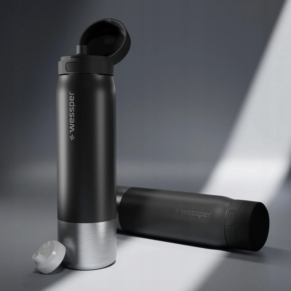Gertuvė Wessper Filtruojantis butelis Wessper B2 STAINLESS STEEL Actitex™ 1000ml Juodas (WES276-1000-BK_K)