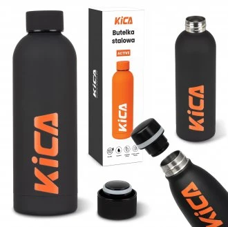 Gertuvė Feiyu Tech Gėrimo Butelis - KiCA Active Nerūdijančio Plieno Izoliuotas 500 ml - Juodas