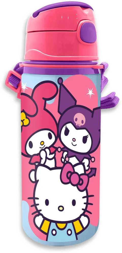 Kids Euroswan Vaikams skirtas „Euroswan“ – licencijuoti aksesuarai, buteliukas su dirželiu, 600 ml, „Hello Kitty&Friend“