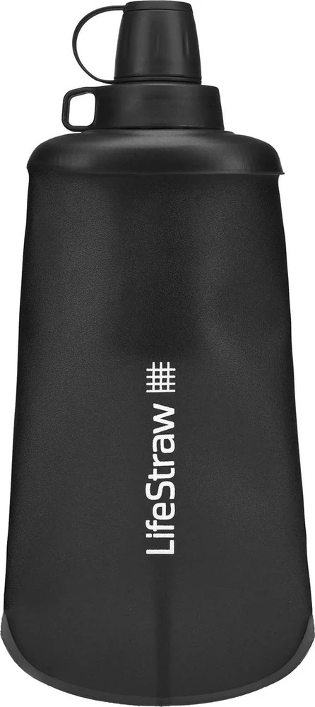 Gertuvė Life Straw „Lifestraw Peak“ serijos sulankstomas buteliukas su spaudimu, 650 ml, tamsiai pilkas