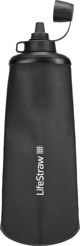 Gertuvė Life Straw „Lifestraw Peak“ serijos sulankstomas buteliukas su spaudimu, 1000 ml, tamsiai pilkas