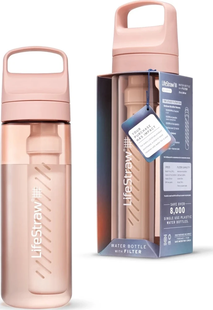 Gertuvė Life Straw „LifeStraw GO“ serijos 650 ml, vyšnių žiedų rožinė