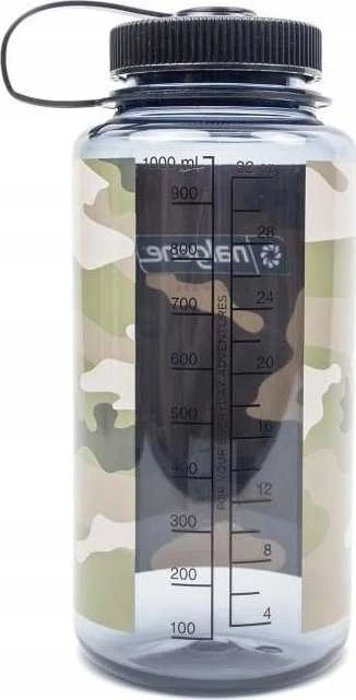 Gertuvė Nalgene plačiakaklis butelis 1 l pilkai juodas