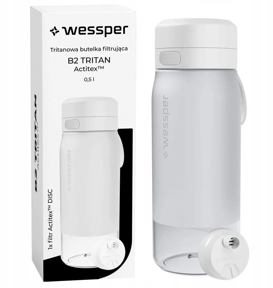 Gertuvė Wessper B2 TRITAN Actitex™ filtro butelis, 500 ml, baltas (WES273-500-WH_K)