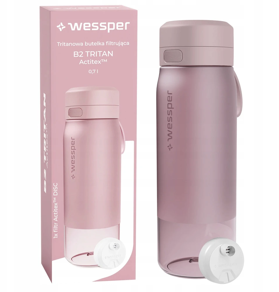 Gertuvė Wessper B2 TRITAN Actitex™ filtro butelis 700 ml, rožinis (WES273-700-PK_K)
