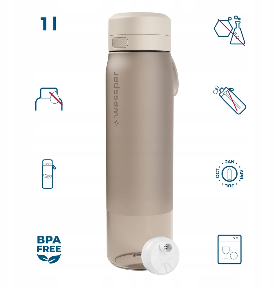 Gertuvė Wessper Buteliukas filtrująca B2 TRITAN Actitex™ 1000ml rusvai gelsvas (WES273-1000-BG_K)