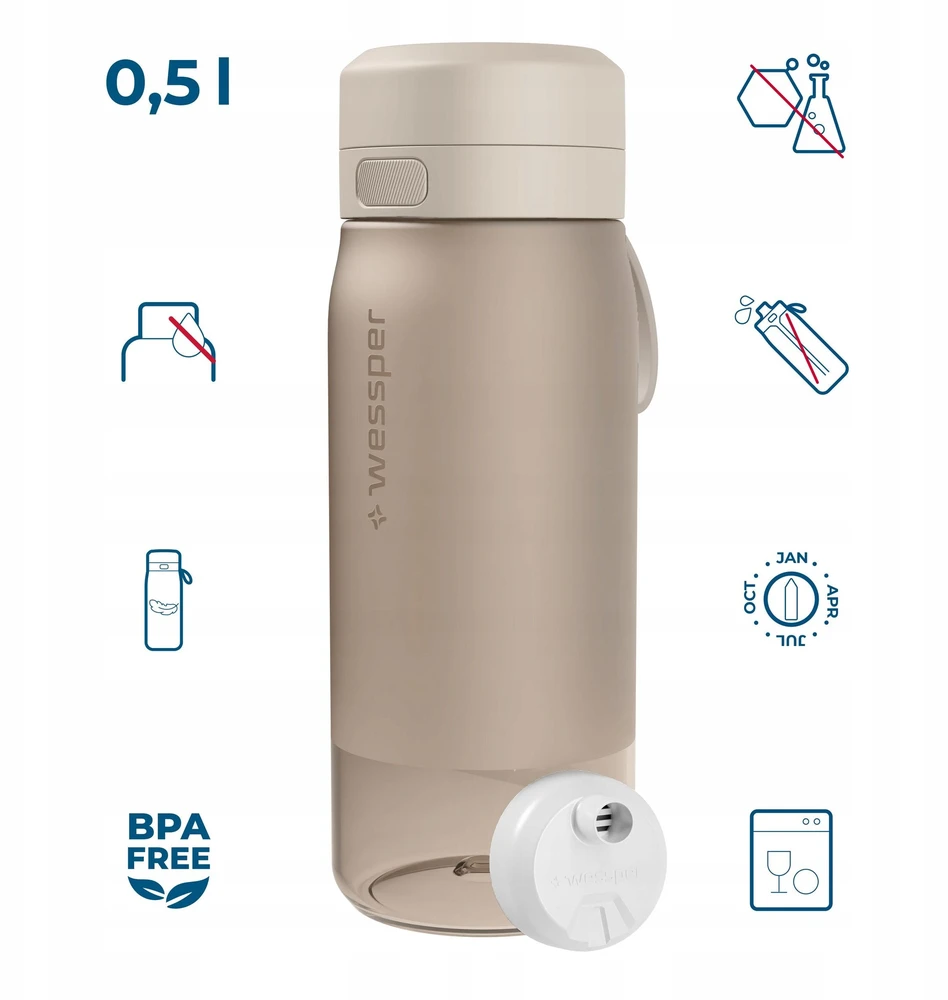 Gertuvė Wessper Buteliukas filtrująca B2 TRITAN Actitex™ 500ml rusvai gelsvas (WES273-500-BG_K)