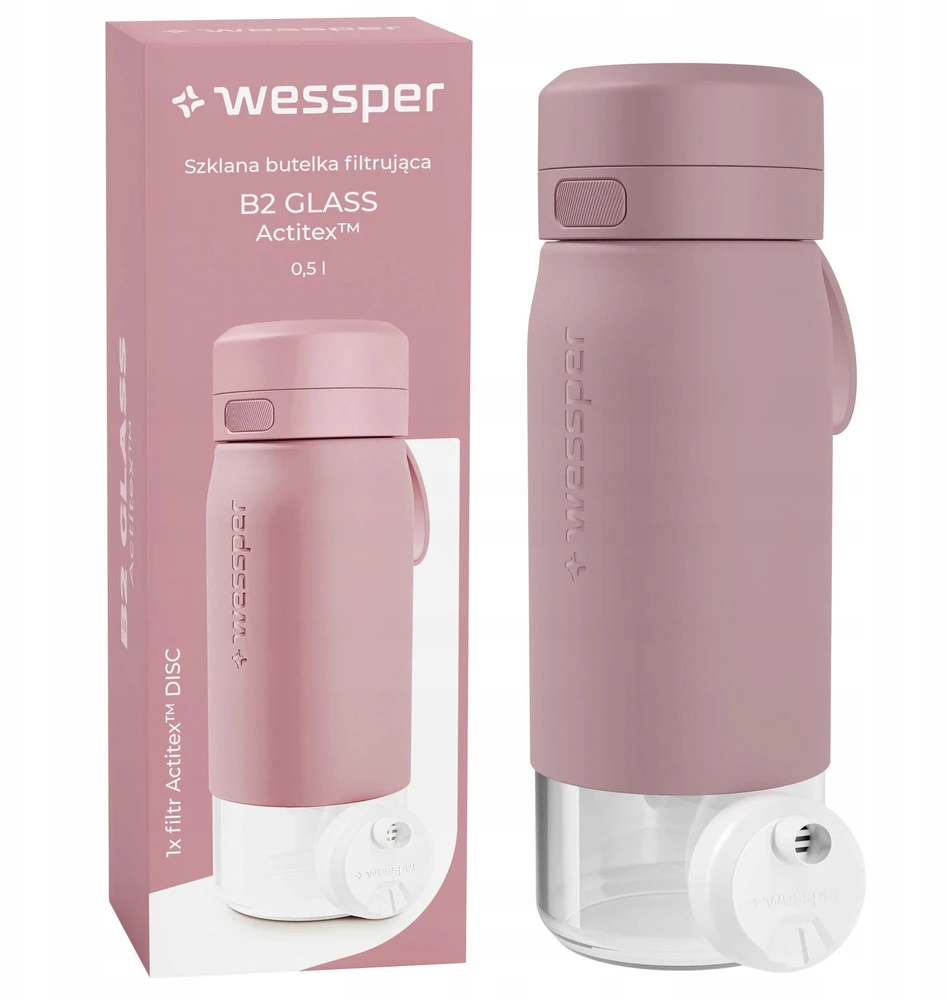 Gertuvė Wessper Buteliukas filtrująca B2 GLASS Actitex™ 500ml Rožinė (WES270-500-PK_K)