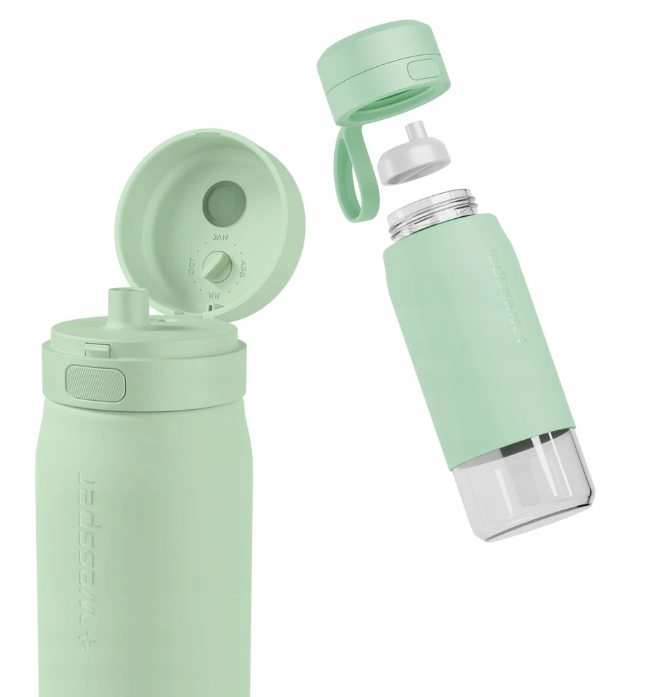 Gertuvė Wessper Filtruojantis butelis B2 GLASS Actitex™ 500 ml Mėtų (WES270-500-MT_K)