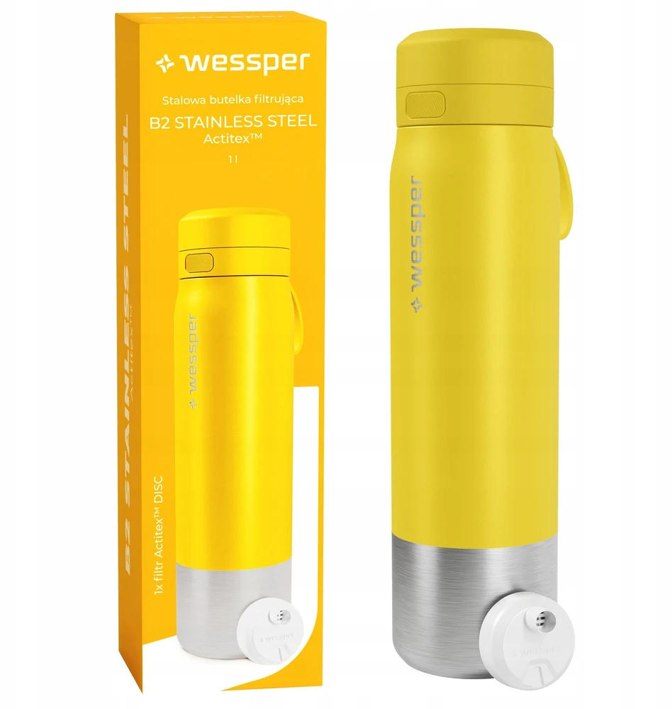 Gertuvė Wessper Filtravimo butelis B2 STAINLESS STEEL Actitex™ 1000 ml Geltonas (WES276-1000-YL_K)