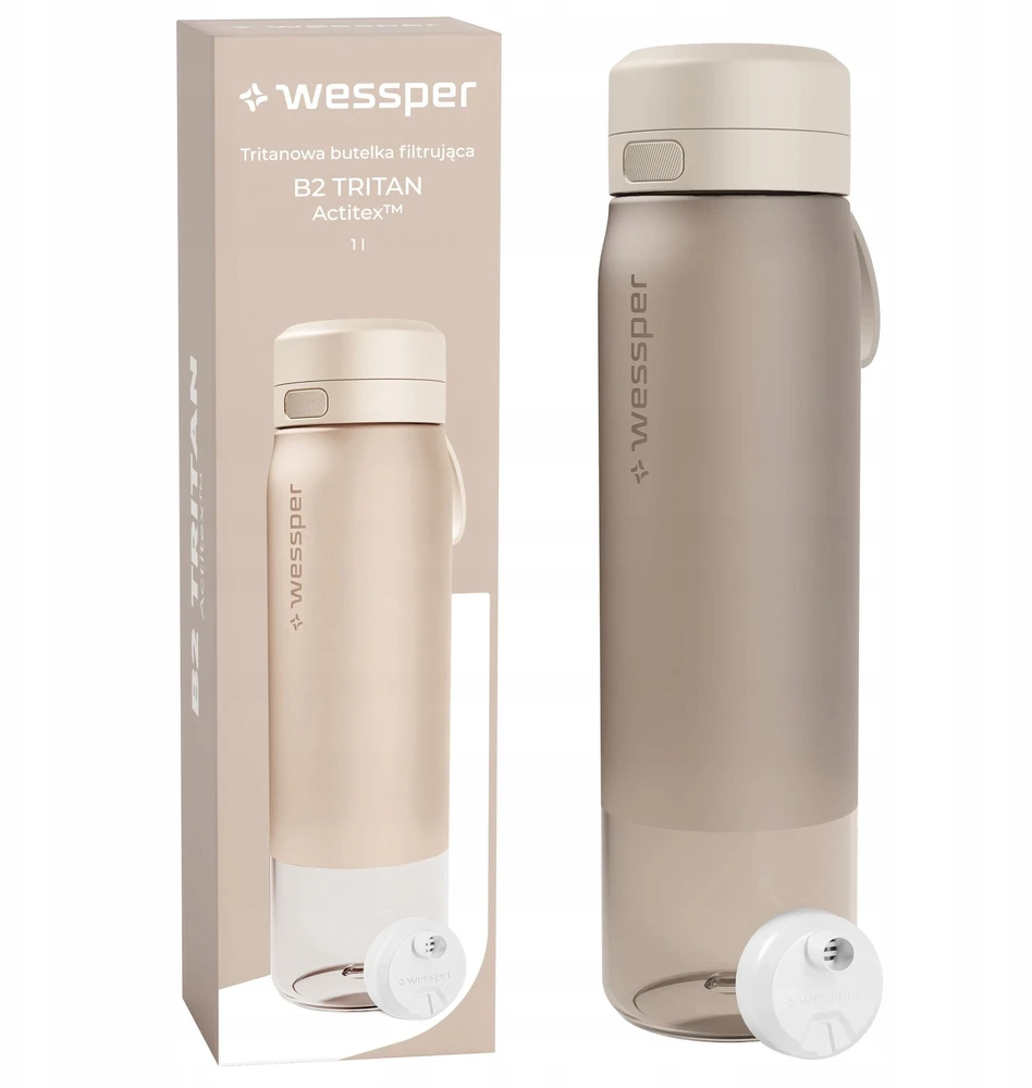 Gertuvė Wessper Filtravimo butelis B2 TRITAN Actitex™ 1000 ml smėlio spalvos (WES273-1000-BG_K)