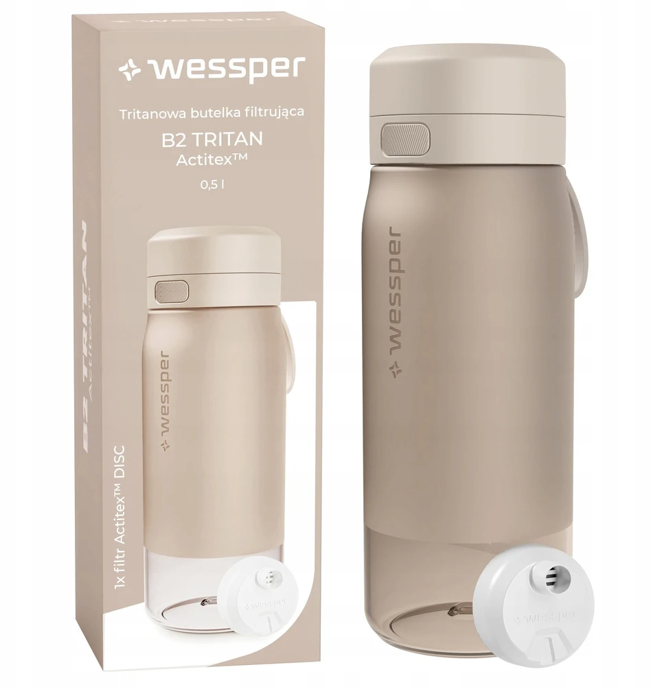 Gertuvė Wessper Filtrų butelis B2 TRITAN Actitex™ 500ml smėlio spalvos (WES273-500-BG_K)
