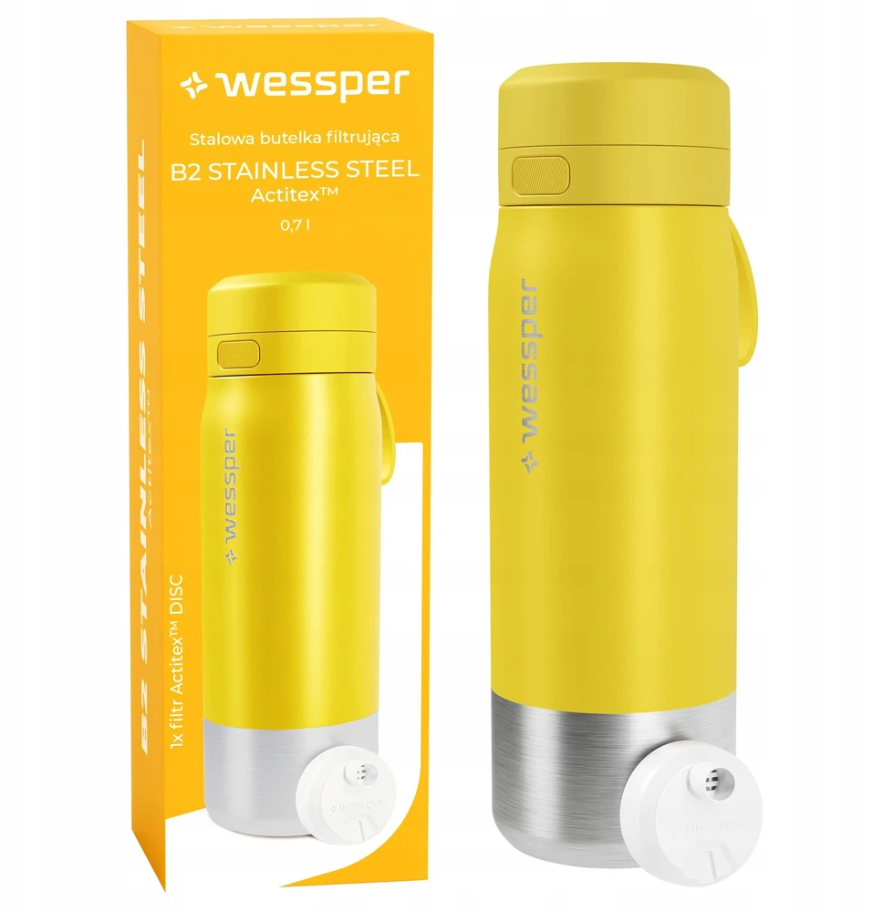 Gertuvė Wessper Filtravimo butelis B2 STAINLESS STEEL Actitex™ 700 ml geltonas (WES276-700-YL_K)