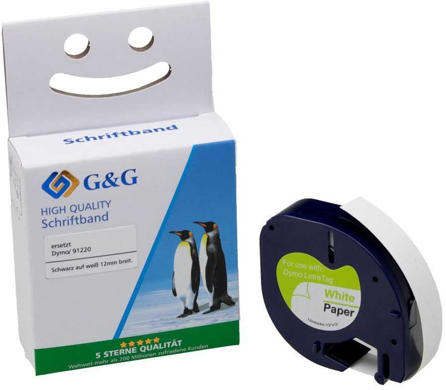 G&G G&G Schriftband 12mm x 4m sw-ws komp. m. Dymo S0721520/ 91220