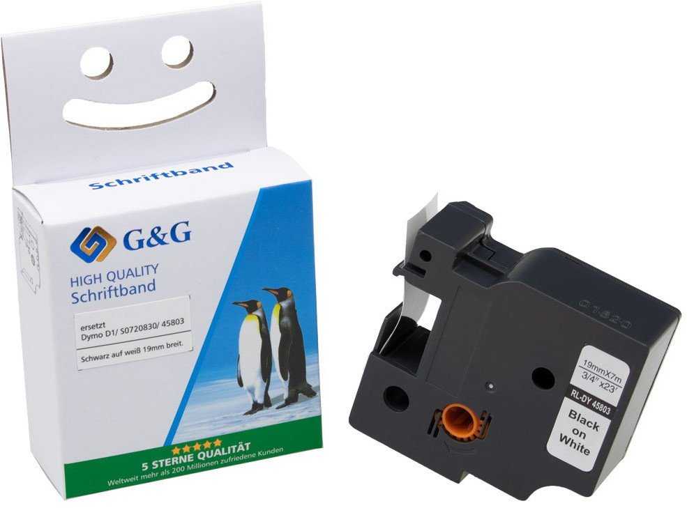 G&G G&G Schriftband 19mm x 7m sw-ws Komp. m. Dymo D1/ 45803/ S072083