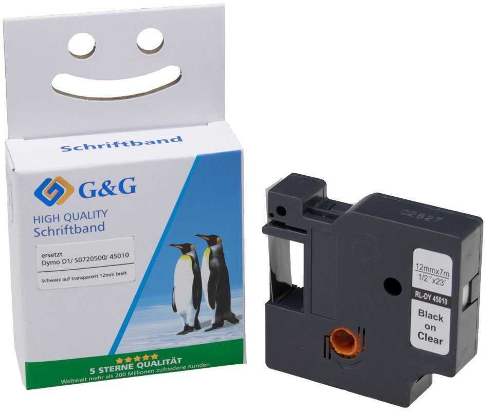 G&G Taśma 12mm x7m sw-tr. Kompatybilna su. Dymo D1/ 45010/ S072050