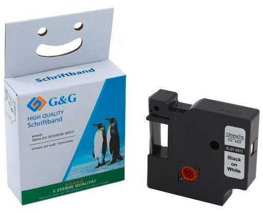 G&G G&G Schriftband 12mm x 7m sw-ws Komp. m. Dymo D1/ 45013/ S072053