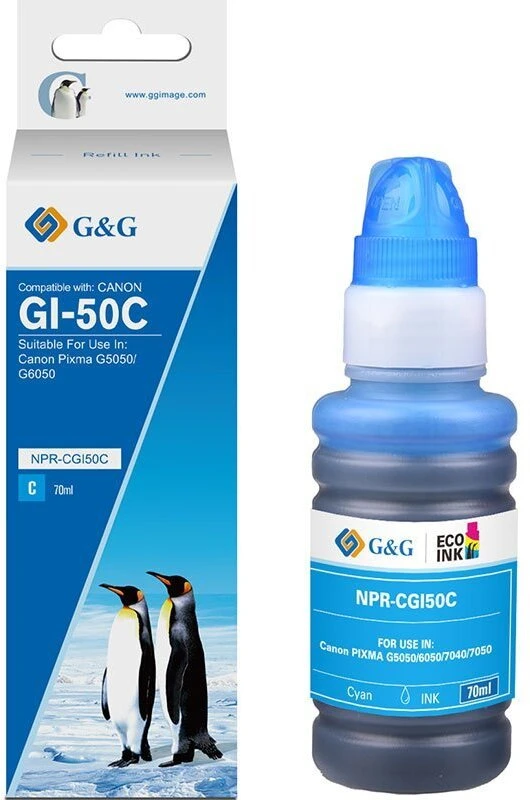 G&G suderinamas rašalas / dažai su GI-50 C, NPR-CGI50C, žydra, 7700 psl.
