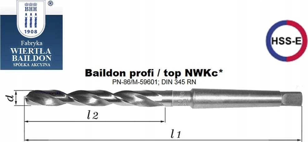 Wiertło Grąžtas 15,5 NWKc DIN 345 ​​​​RN, šlifuotas 218-120 HSS-E Co5 MK2 kotu