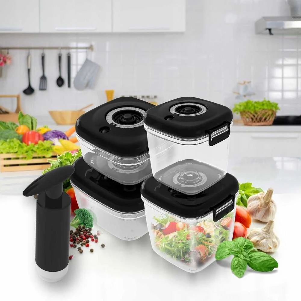 Gierekhoff Rinkinys POJEMNIKÓW HERMETYCZNYCH CLEVER KITCHEN Juoda