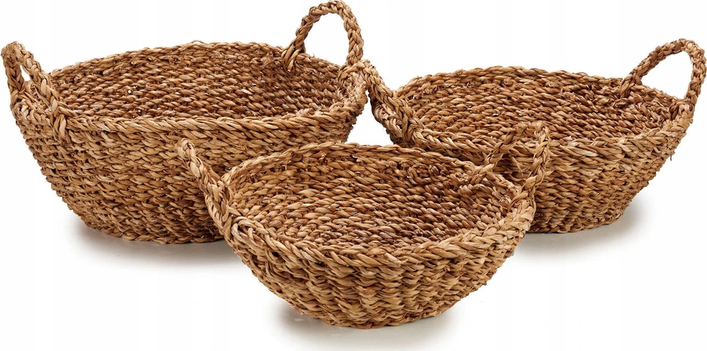 Gift Decor Dovanų dekoras Giftdecor Apvalūs jūros žolių krepšeliai GOW, 3 vnt.