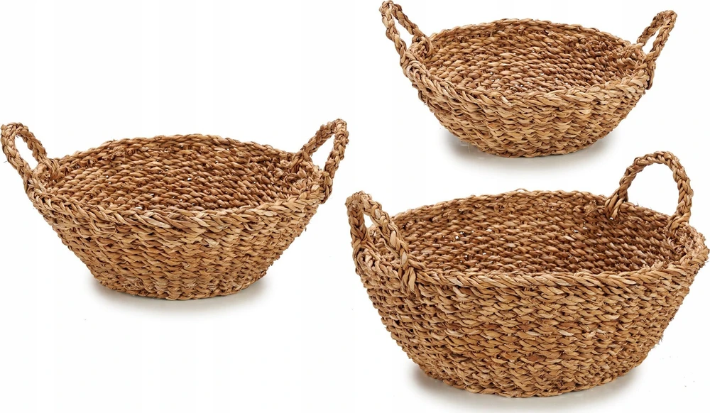 Gift Decor Dovanų dekoras Giftdecor Apvalūs jūros žolių krepšeliai GOW, 3 vnt.
