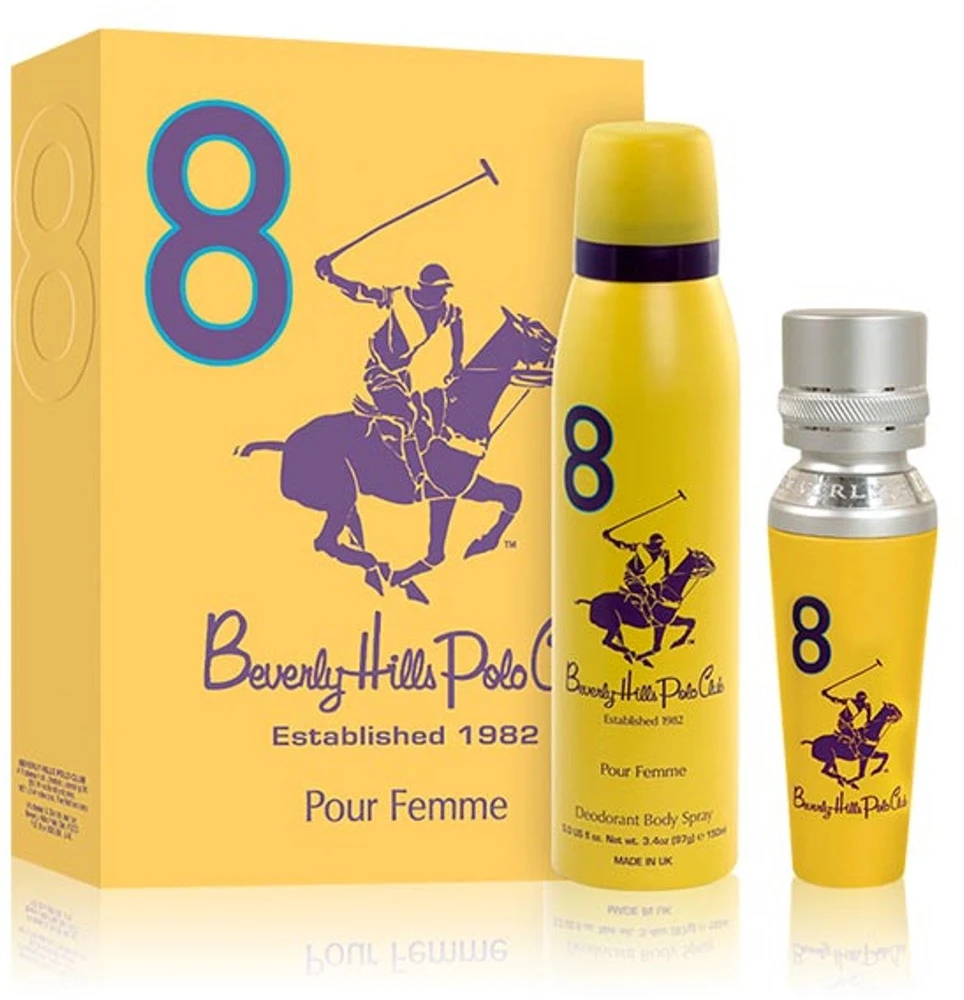 Dovanų rinkinys „Beverly Hills Polo Club“: 1982 m. – „Sport 8“ kvepalai moterims, 50 ml + 1982 m. – „Sport 8“ rutulinis antiperspirantas dezodorantas vyrams, 50 ml