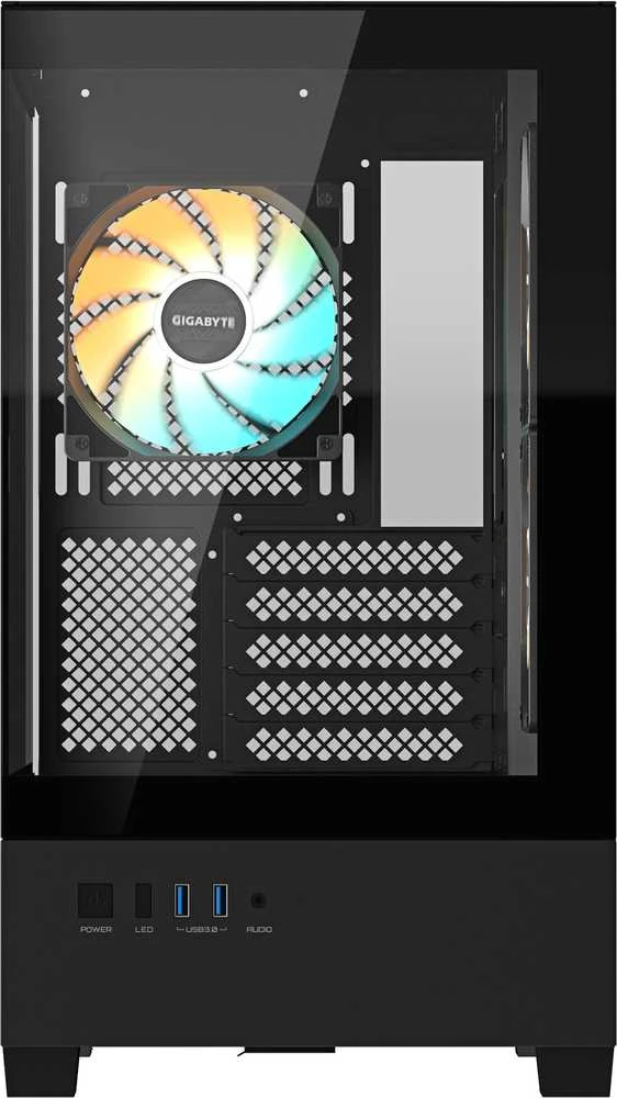 GIGABYTE C201 Panoramic, Tower tipo korpusas - juodas, grūdintas stiklas x 2