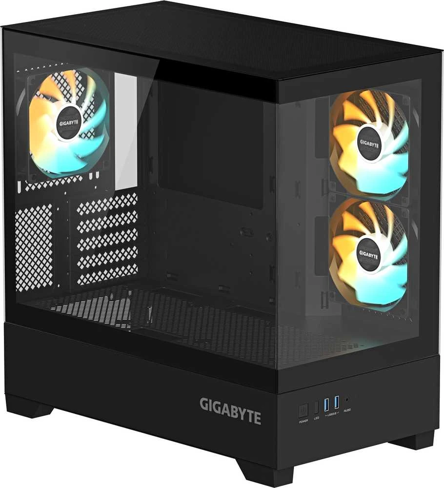 GIGABYTE C201 Panoramic, Tower tipo korpusas - juodas, grūdintas stiklas x 2