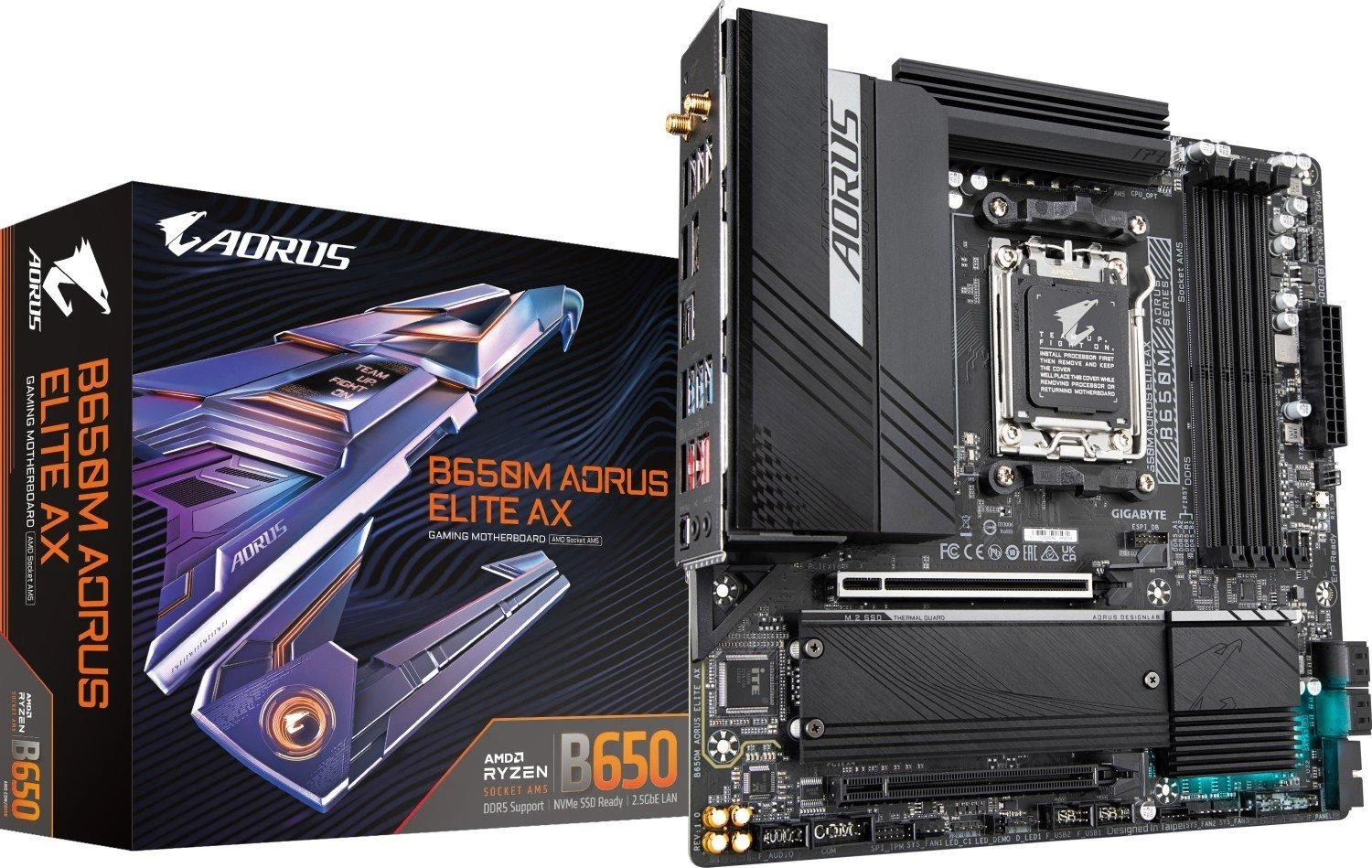 Pagrindinė plokštė GIGABYTE B650M AORUS ELITE AX  / AM5 / MicroATX / DDR5 x4 / PCI-Express 4.0 16x / 2x M.2