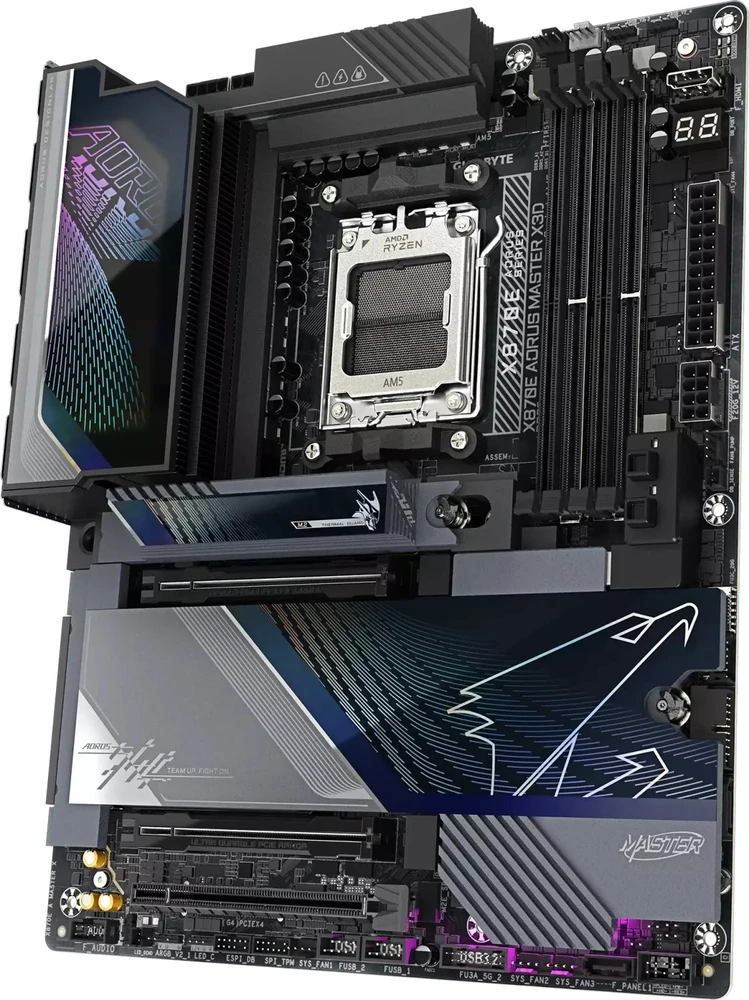 Pagrindinė plokštė GIGABYTE X870E A MASTER X AM5 4xDDR5 2xSATA 5xM.2