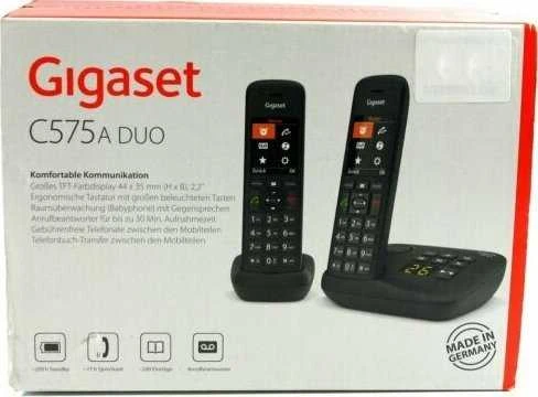 GIS Gigaset C575A Duo Analoginio ryšio / DECT telefonas Skambintojo ID Juoda