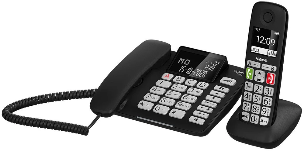 GIS Gigaset DL780 Plus Analoginio ryšio / DECT telefonas Skambintojo ID Juoda
