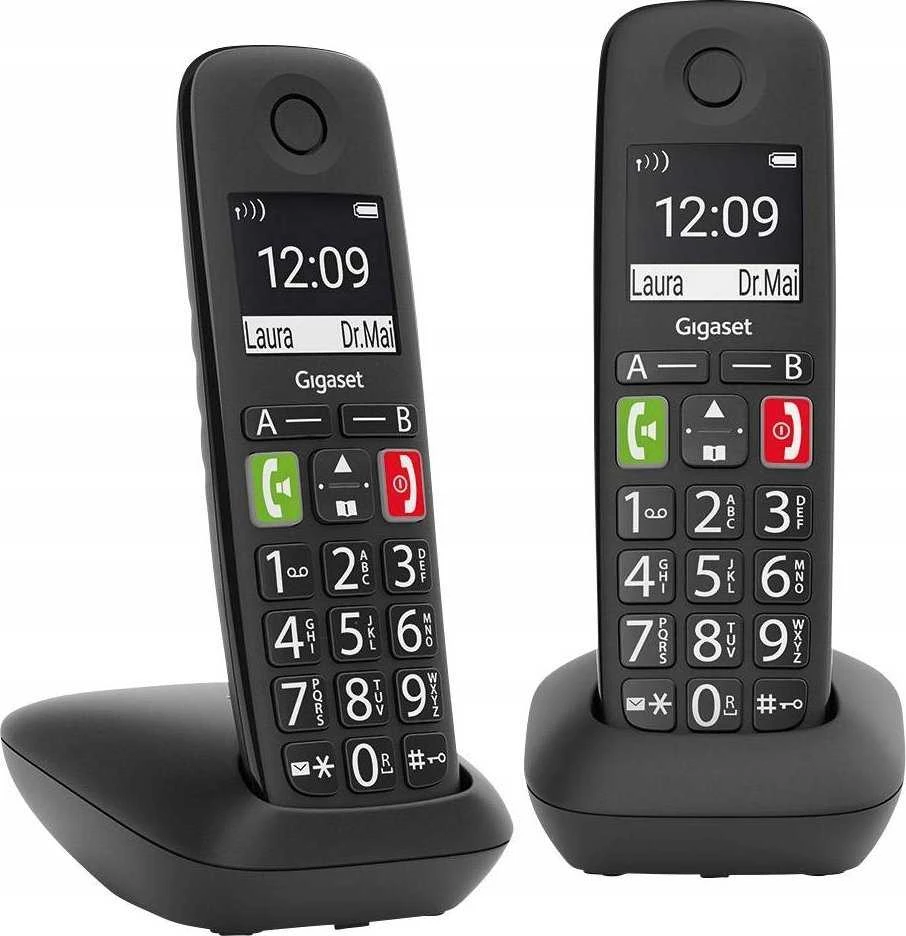 GIS Gigaset E290 Duo Analoginio ryšio telefono ragelis Skambintojo ID Juoda