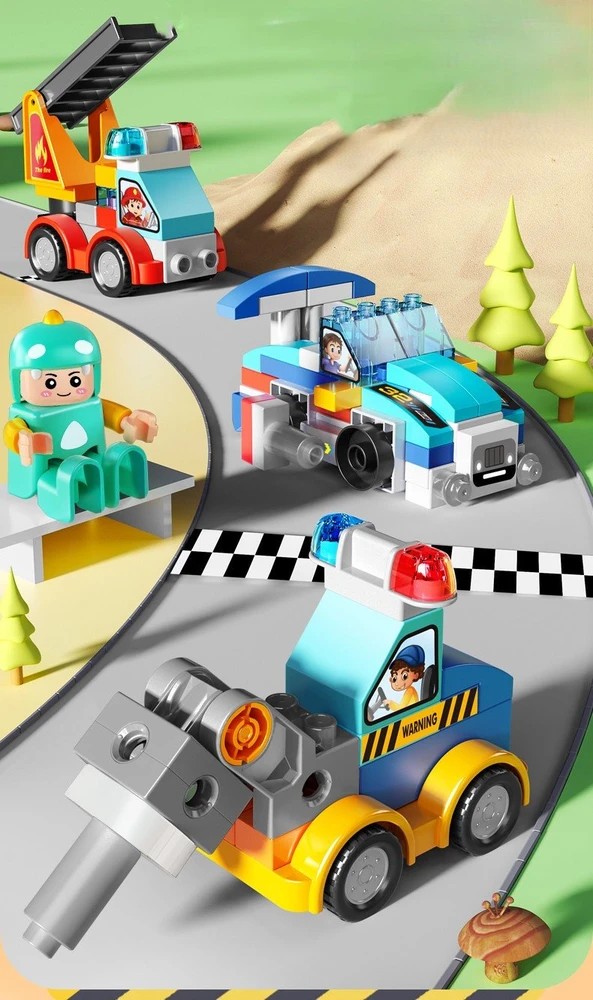 Gigo Bounn 7in1 KONSTRUKCINIAI BLAKAI STATYTI ROBOTAMS, STATYBINĖMS TRANSPORTO PRIEMONĖMS, 172 ELEMENTAI.