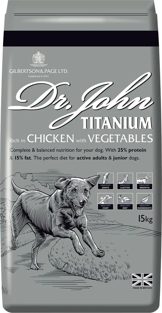 Šunų Maistas - DR JOHN Titanium Vištienos Sausas Šunų Maistas 15kg
