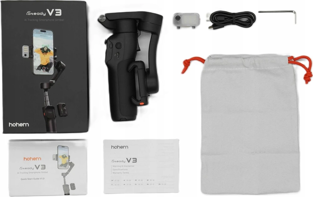 Gimbal Hohem iSteady V3 rinkinys išmaniesiems telefonams (juodas)